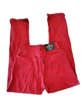 Vintage Levi's Red Denim Straight Leg Jeans Size 11 Or 24 Inches Waist Kids
